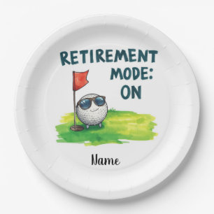 Golf Happy retirement with golf ball on green Paper Plates