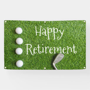 Golf Happy Retirement with golf balls on green Banner