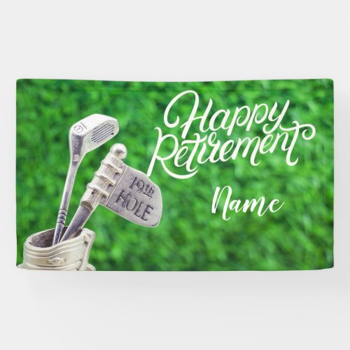 Golf happy retirement with golf iron banner