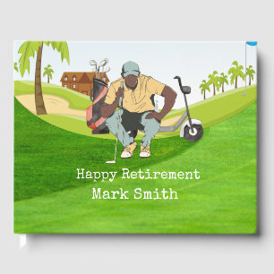 Golf Happy retirement with golfer looks at ball   Guest Book
