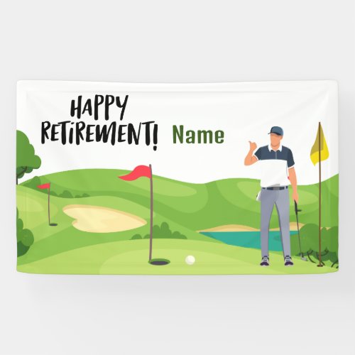 Golf happy retirement with happy golfer on green  