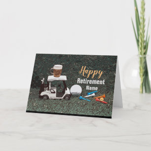 Golf happy retirement with Name beer cart golfer Card