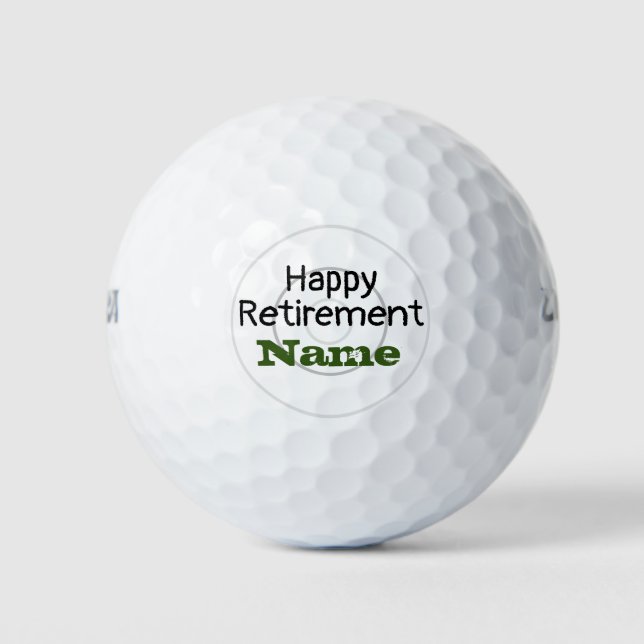 Golf happy retirement wording on golf ball (Front)