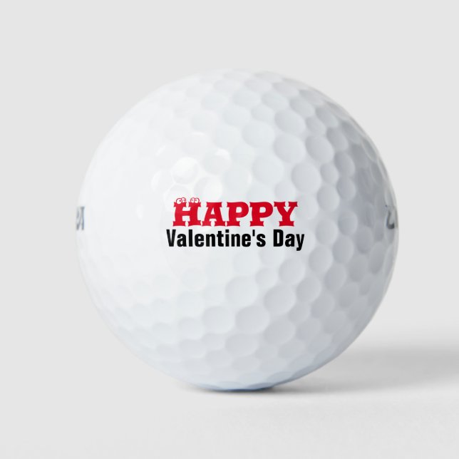 Golf Happy Valentine's Day with Funny Face letters Golf Balls (Front)