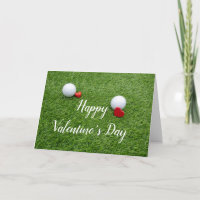Golf Happy Valentine's Day with love and golf ball Card