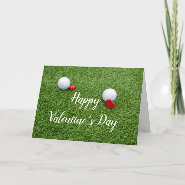 Golf Happy Valentine's Day with love and golf ball Card (Front)