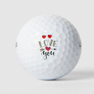 Golf Happy Valentine's Day with love red hearts Golf Balls