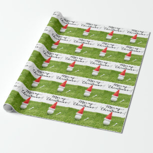 Golf hat and tee on green grass for Christmas Wrapping Paper