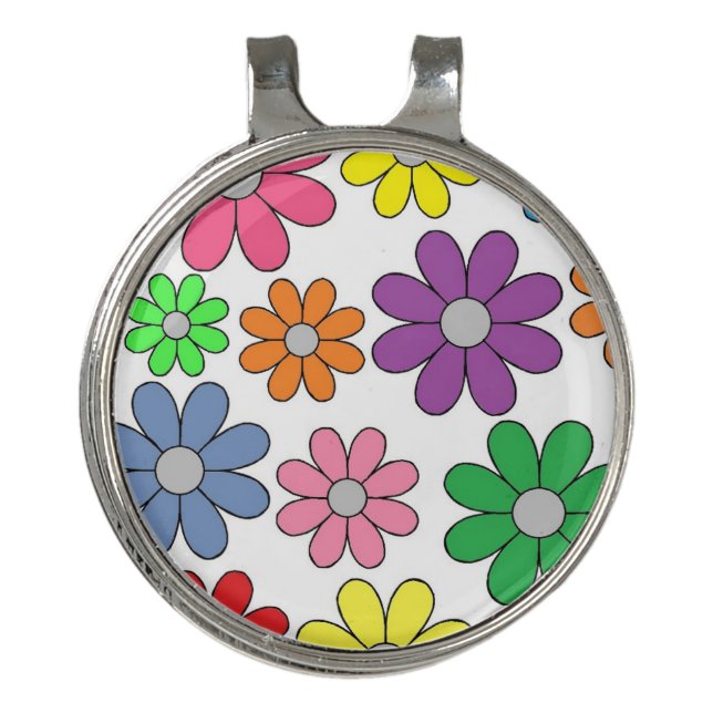 Golf Hat Clip and Ball Marker - Crazy Daisies! (Front)