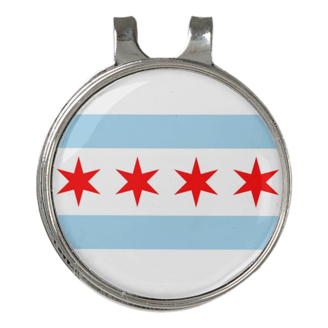 Golf Hat clip and Ball Marker Flag of Chicago (Front)