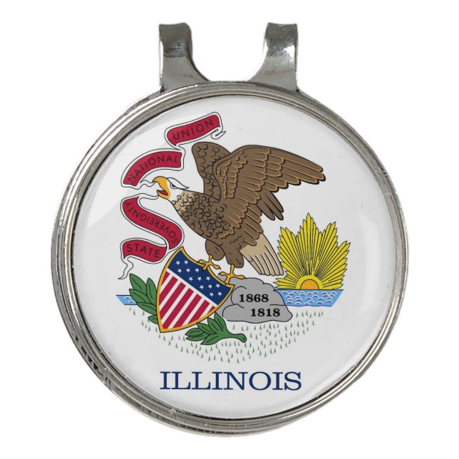 Golf Hat clip and Ball Marker Flag of Illinois (Front)