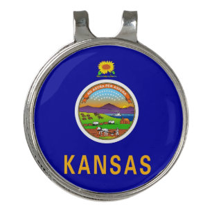 Golf Hat clip and Ball Marker Flag of Kansas
