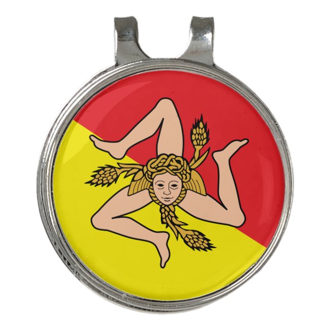 Golf Hat clip and Ball Marker Flag of Sicily (Front)