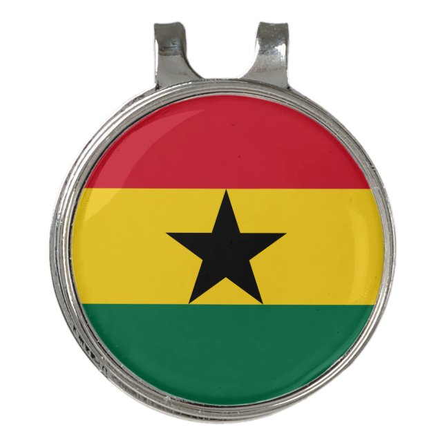 Golf Hat clip and Ball Marker Ghana Flag (Front)