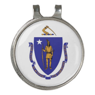 Golf Hat clip and Ball Marker Massachusetts Flag