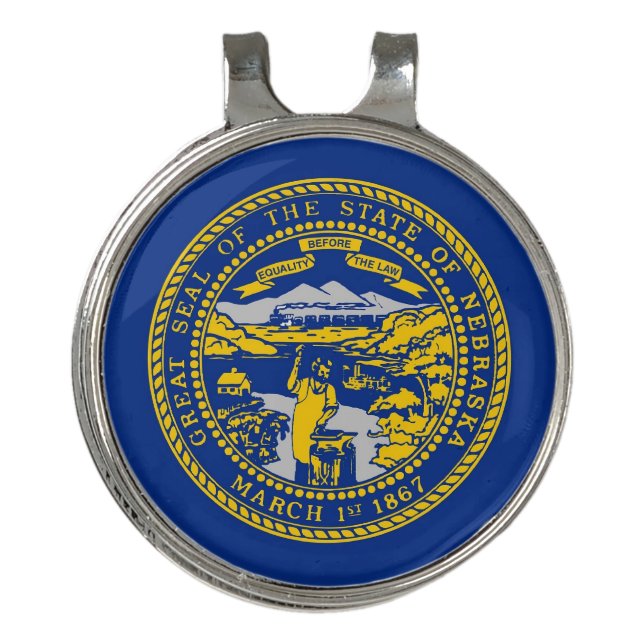 Golf Hat clip and Ball Marker Nebraska Flag (Front)