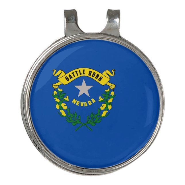 Golf Hat clip and Ball Marker Nevada Flag (Front)