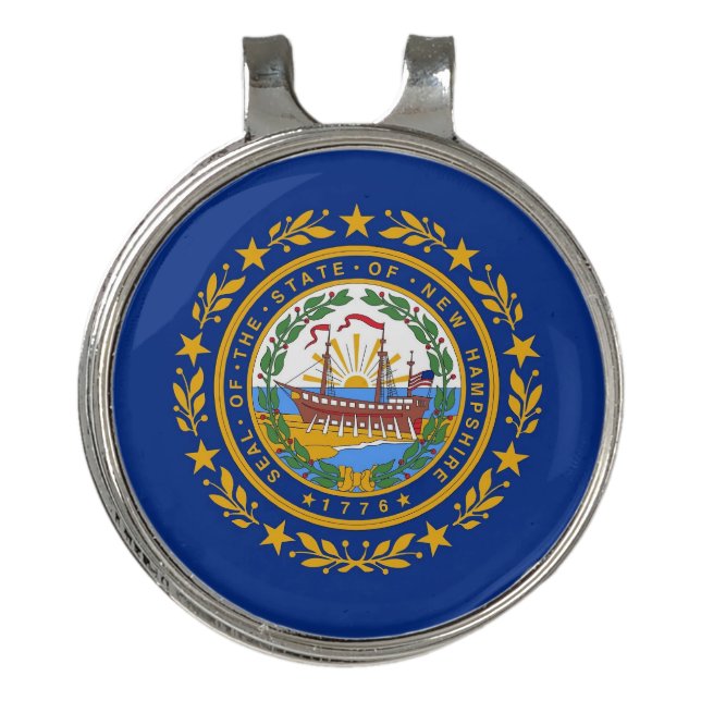 Golf Hat clip and Ball Marker New Hampshire Flag (Front)