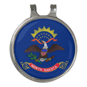 Golf Hat clip and Ball Marker North Dakota Flag