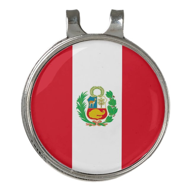 Golf Hat clip and Ball Marker Peru Flag (Front)