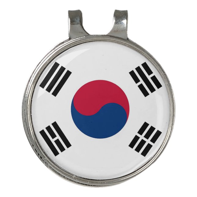 Golf Hat clip and Ball Marker South Korea Flag (Front)