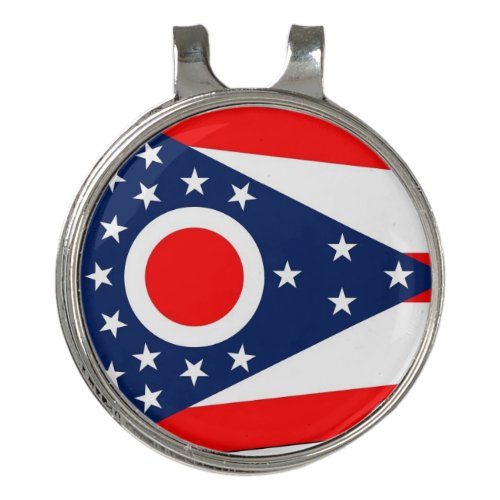 Golf Hat clip and Ball Marker with Flag of Ohio
