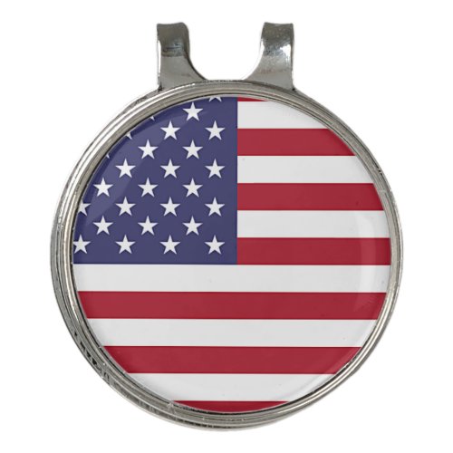 Golf Hat clip and Ball Marker with Flag of USA