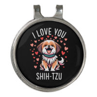 Golf Hat Clip - With Drawing I Love Shih-Tzu