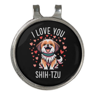 Golf Hat Clip - With Drawing I Love Shih-Tzu