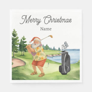 Golf Hawaii Christmas Santa Tropical Party Paper Napkins