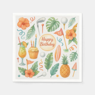 Golf Hawaii themed for Hawaiian Golfer Party Napkins