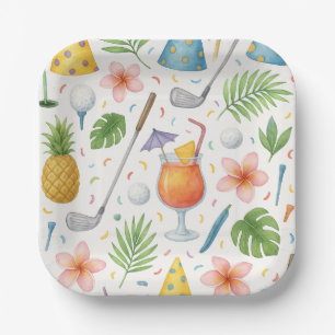 Golf Hawaii themed for Hawaiian Golfer Party Paper Plates