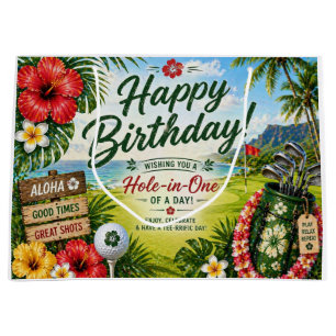 Golf Hawaiian themed for Birthday Large Gift Bag