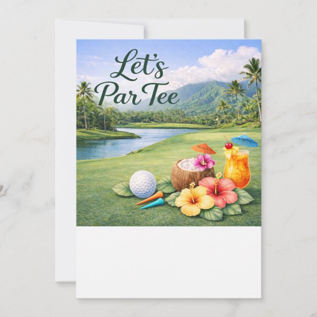 Golf  Hawaiian themed Invitation (Front)