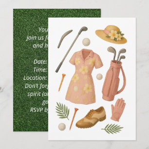 Golf Hawaiian themed Lady Woman Golfer tournament Invitation