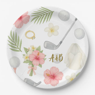 Golf Hawaiian themed Wedding for golfer Paper Plates