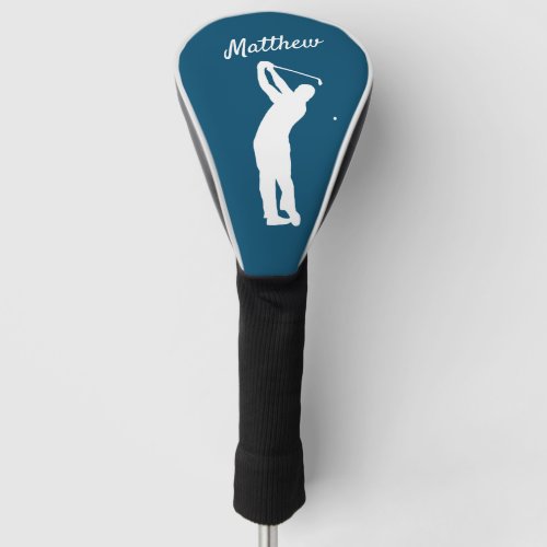 Golf Head Cover monogrammed golfer Matthew blue