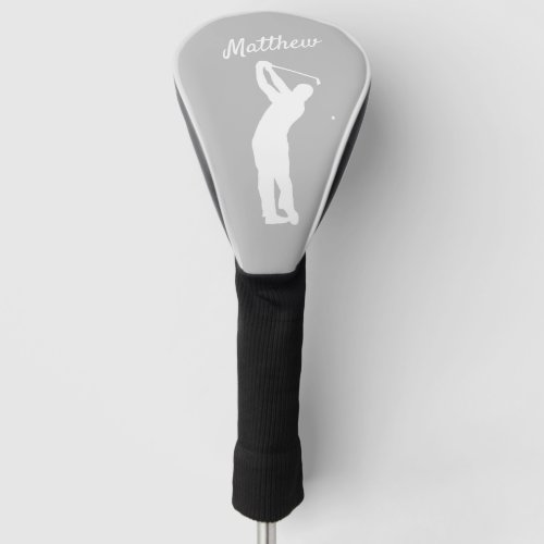 Golf Head Cover monogrammed golfer Matthew grey