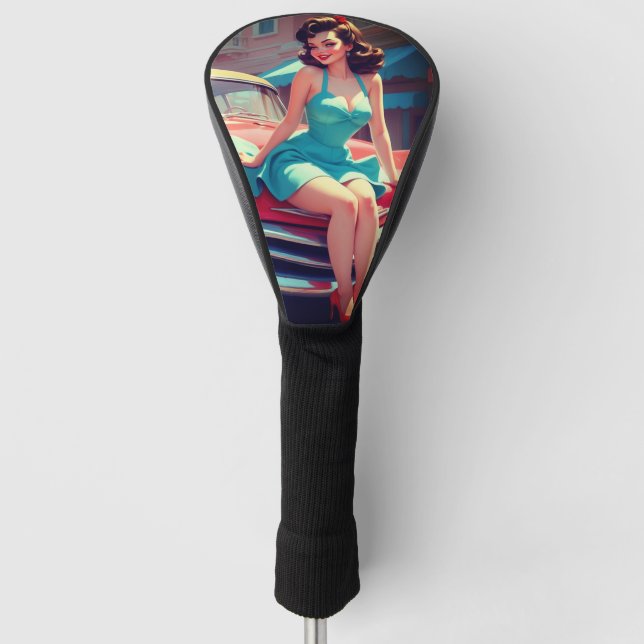 Golf Head Cover Pin-up Brunette (Front)
