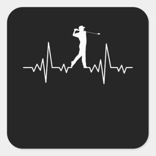 GOLF HEARTBEAT Golfing Clothes Women Men Kids Square Sticker