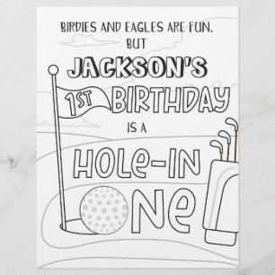 Golf Hole in One Birthday Coloring Page