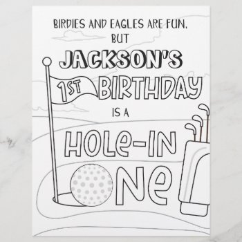 Golf Hole In One Birthday Coloring Page by PuggyPrints at Zazzle