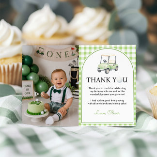 Golf Hole in One Birthday Green Photo Thank You Card