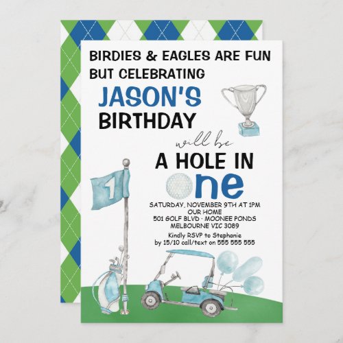 Golf Hole In One Birthday Invitation 