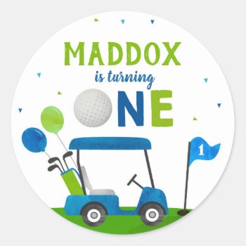 Golf Hole In One Birthday Par-tee Favor Stickers by SugarPlumPaperie at Zazzle
