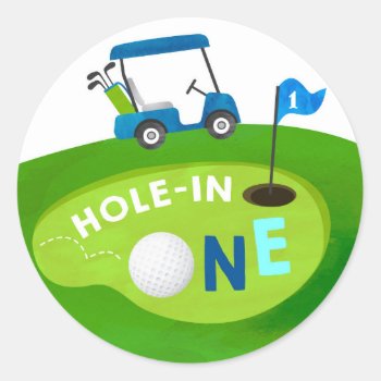 Golf Hole In One Birthday Par-tee Favor Stickers by SugarPlumPaperie at Zazzle