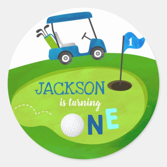 Golf Hole In One Birthday Party Favor Sticker (Front)