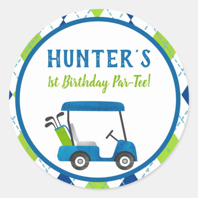 Golf Hole In One Birthday Party Favor Stickers (Front)