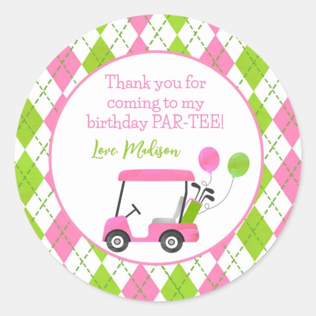 Golf Hole in One Birthday Party Favor Stickers (Front)