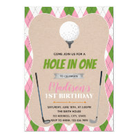 Golf hole in one birthday party invitation
